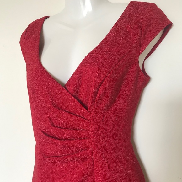 NWT Kay Unger Red Ruched Glamorous Dress - Picture 6 of 7